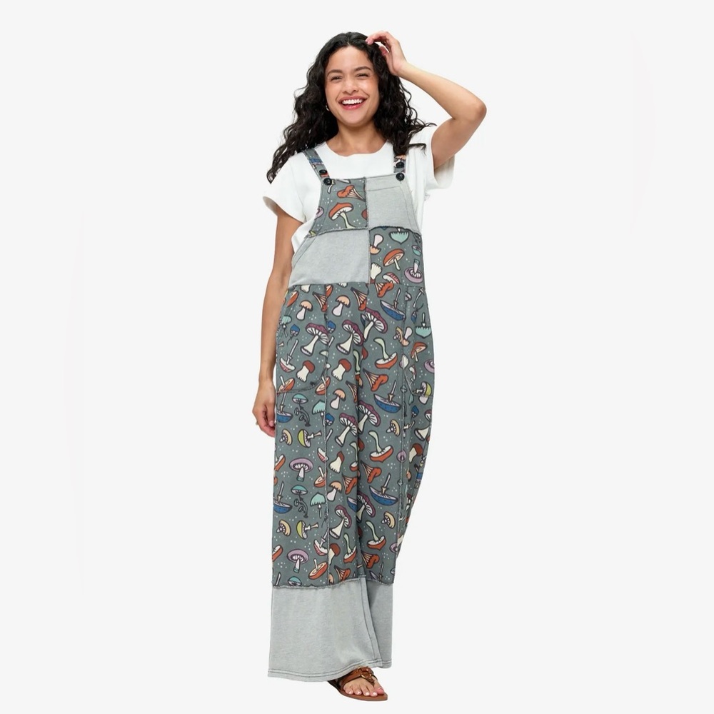 Yak & Yeti Mushroom Fairy Hippie Gypsy Cottage Boho Festival Overalls Jumpsuit